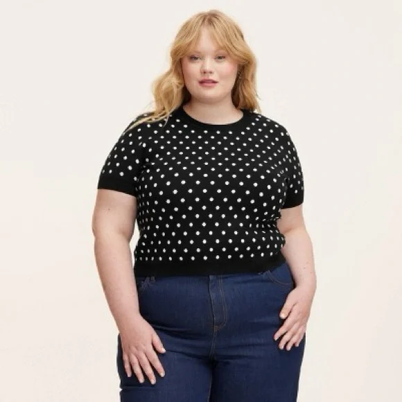 Mini Polka Dot Short Sleeve Crewneck Sweater - kate spade new york Target 3x 2x - Picture 1 of 3